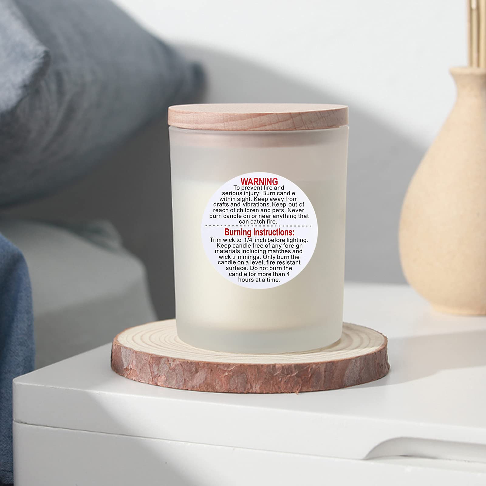 Yiflin Candle Warning Labels 1.5 inch 500 Pcs, Candle Warning Sticker