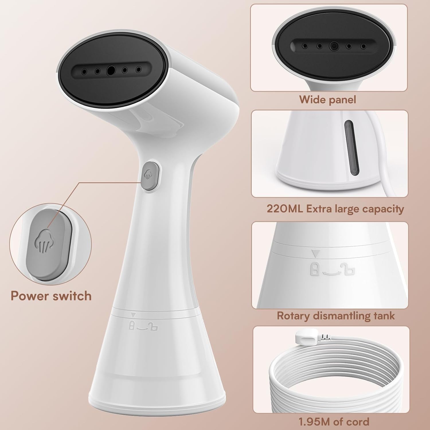 OLAYMEY Plancha de vapor de viaje, vaporizador para ropa, potencia de vapor 30 g/min, plancha de vapor portátil, calentamiento rápido 20S, vapor de mano para ropa