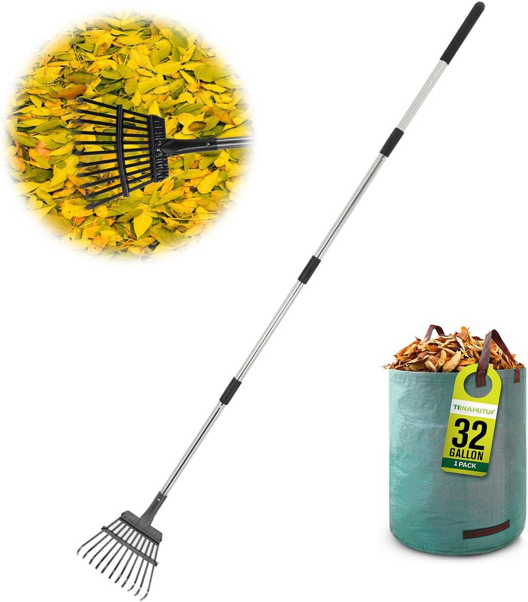Amazon.com : TONAHUTU 65 Inch Long Garden Leaf Rake, 8.5