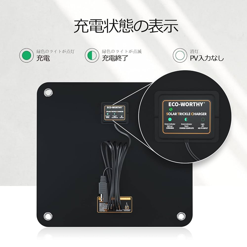 Amazon | ECO-WORTHY 12V 10W カーソーラーパネル ソーラー