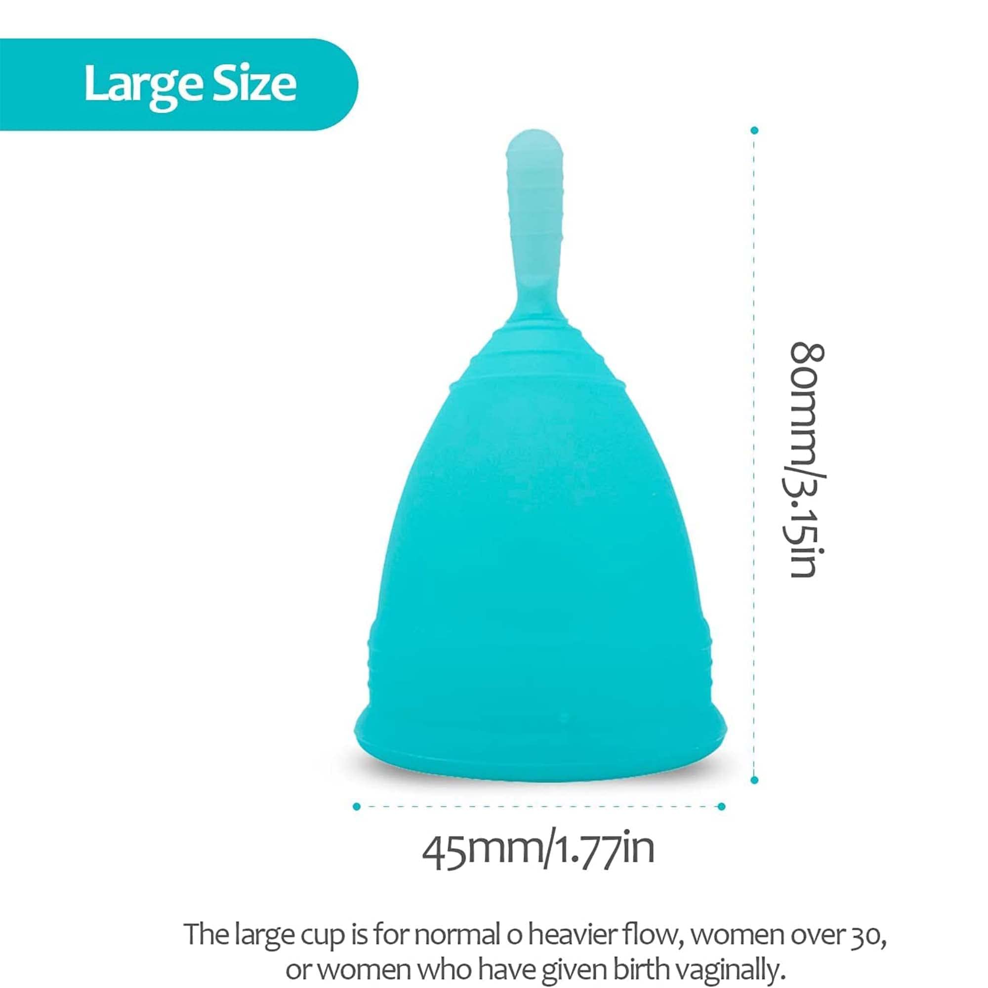 Edicare, Menstruationstasse, Menstrual Cup, Enthält zwei Tassen, 1 Sterilisator und 1 Tragetasche, Medizinisches Silikon, Weich, 100% Sicher (Original Edition, L)