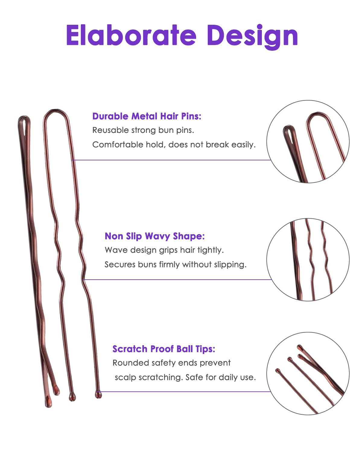 500PCS Bobby Pins Brown Set, BUNTOR Invisible Wave Hair Clips with Storage Box - Image 3