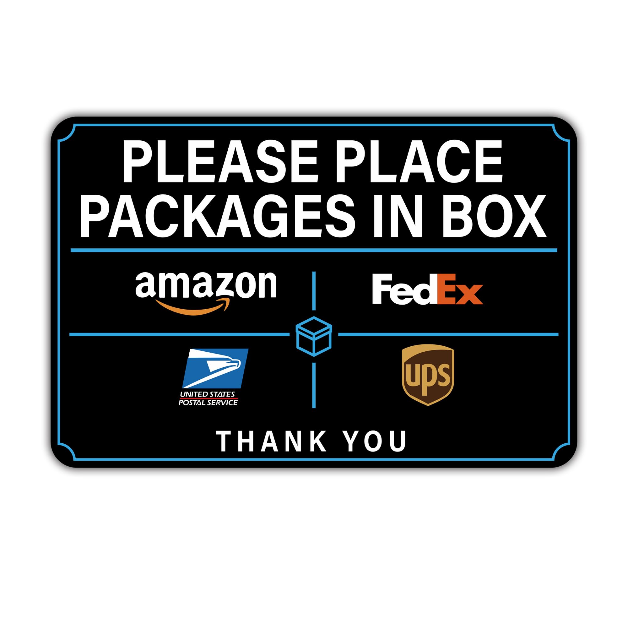 2 Pack Please Leave Packages and Deliveries Here Sign，Metal tin sign Waterproof Durable Delivery Signs for Packages, Please Place Packages in Box for Home，Office，Shop，Box, Door（Small）