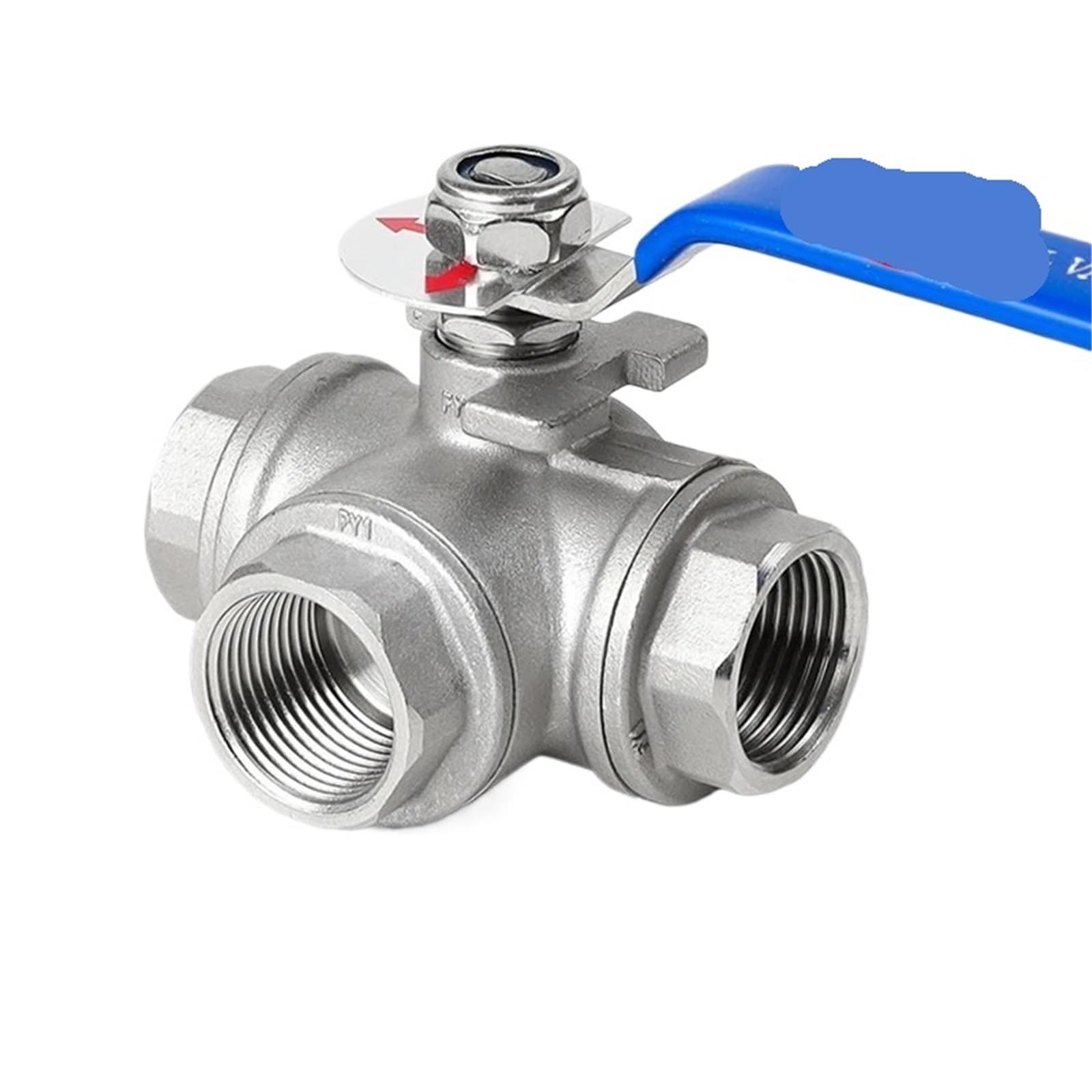 Vanne boisseau sphérique 3 voies DN20 T-TYPE acier inox 304 pour tuyauterie