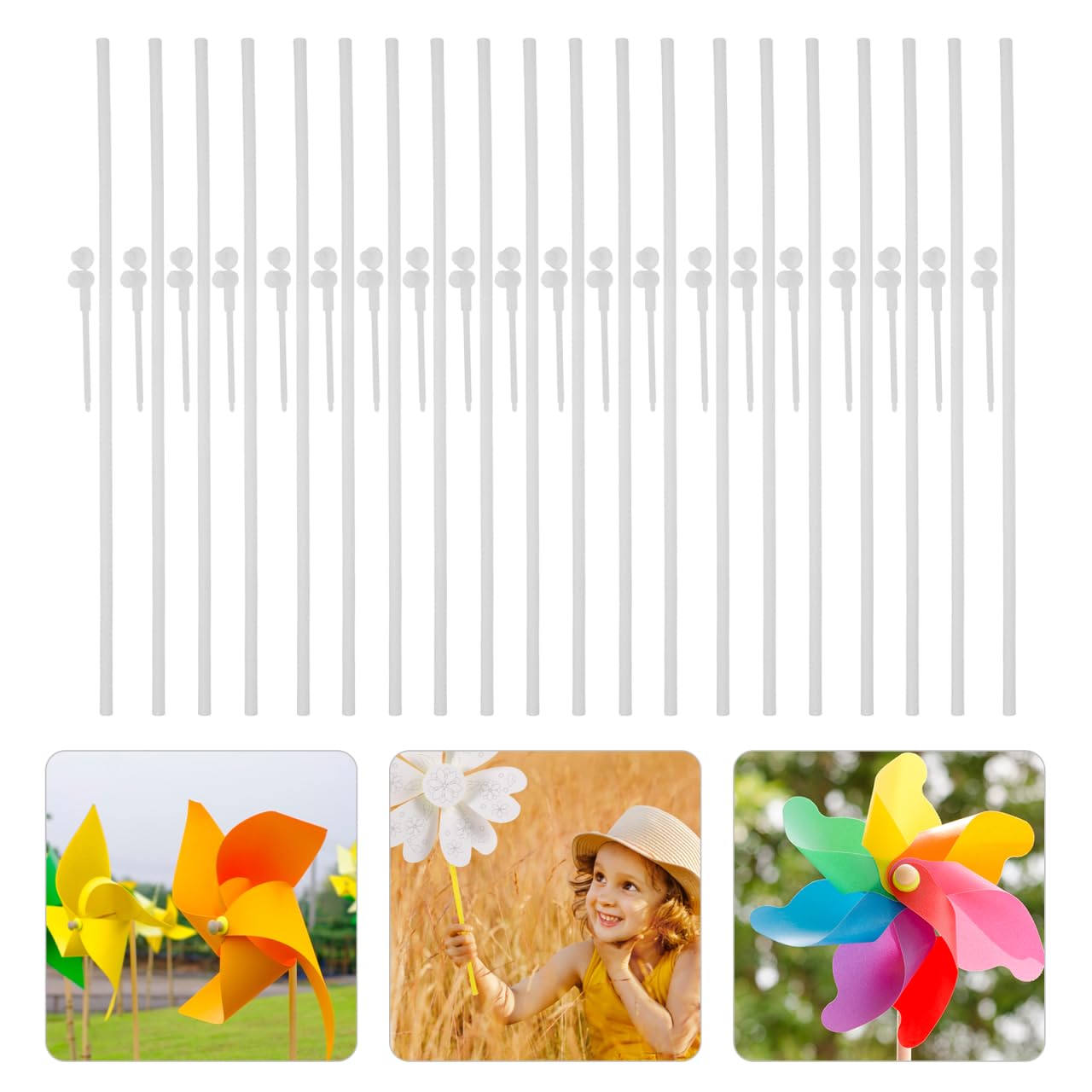 VICASKY Set di 20 accessori per mulino a vento aste per girandola fai da te aste per girandola per mulino a vento che fanno pali mulini a vento che fanno barre per girandola parti di ricambio per