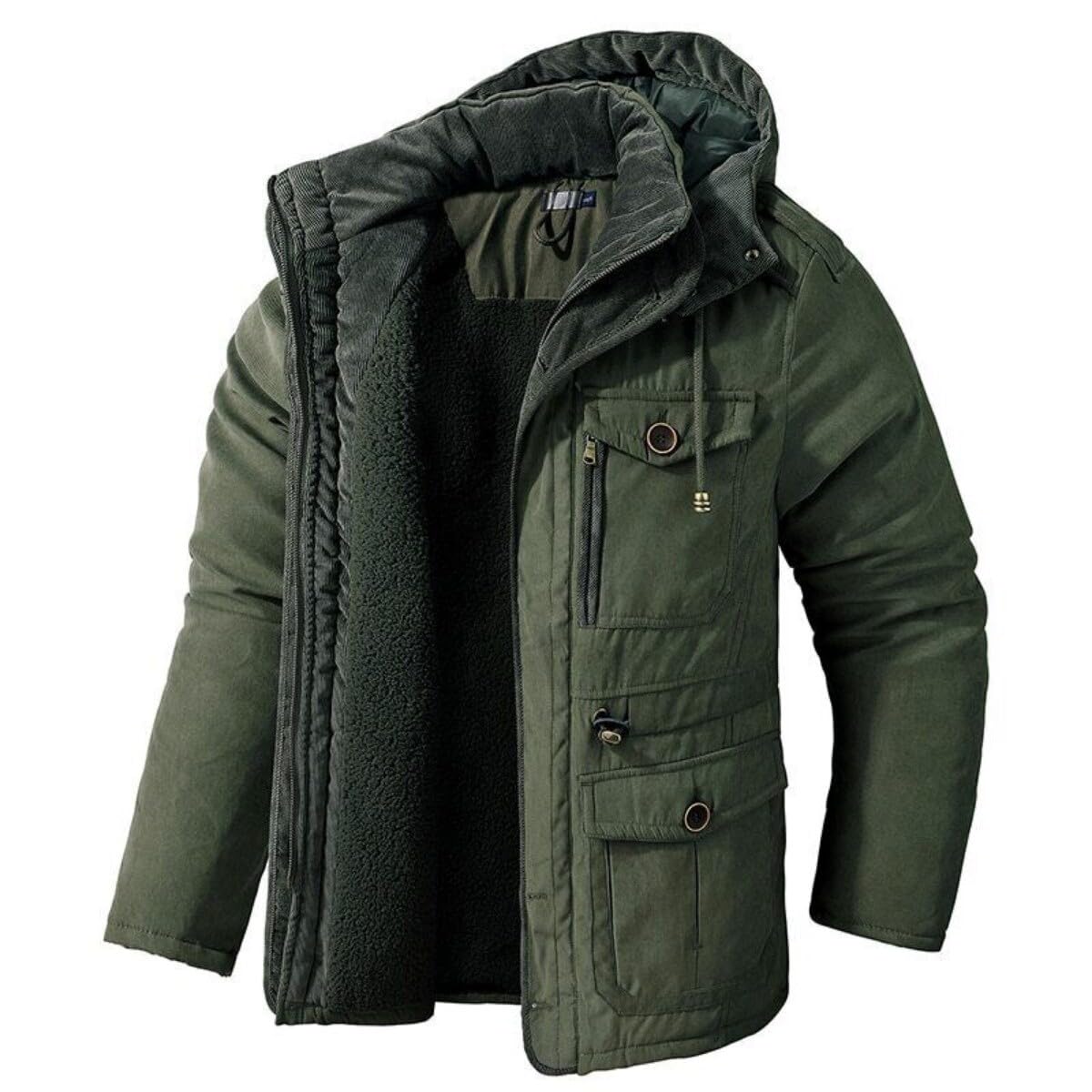 Parka d'hiver chaude pour hommes en vert armée taille S