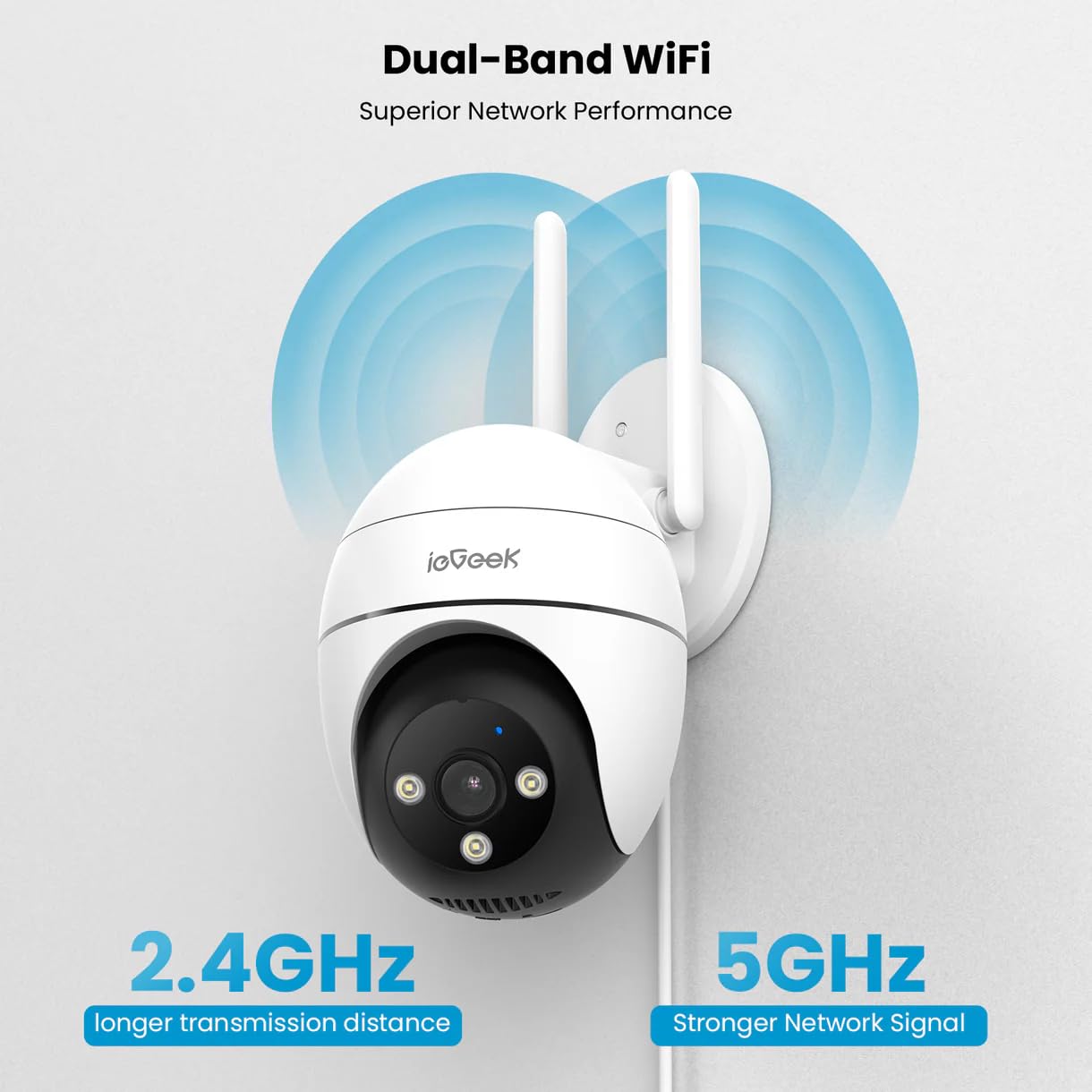 ieGeek 2K Überwachungskamera Aussen mit Kabel - 2,4/5G & 360°PTZ, 2 Stück | Automatische Verfolgung, WiFi Dome Outdoor IP Kamera, Farbige Nachsicht, Bewegungserkennung, Zwei-Wege-Audio, 24/7 Aufnahme