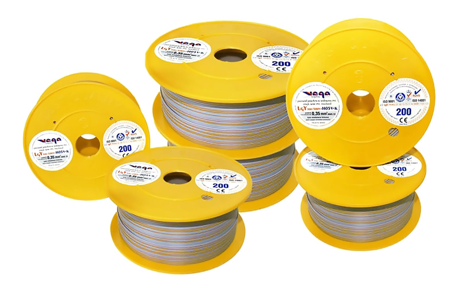 Przewód pojedynczy LGY/ H05V- K 0,35 mm2 200 m Kolor: szary/żółty