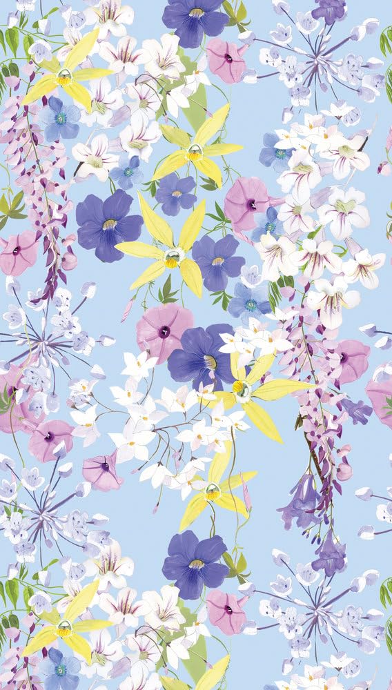 A.S. Création Non-Woven Wallpaper Flowers in Lilac, Yellow and Blue, Wall Wallpaper for Various Rooms