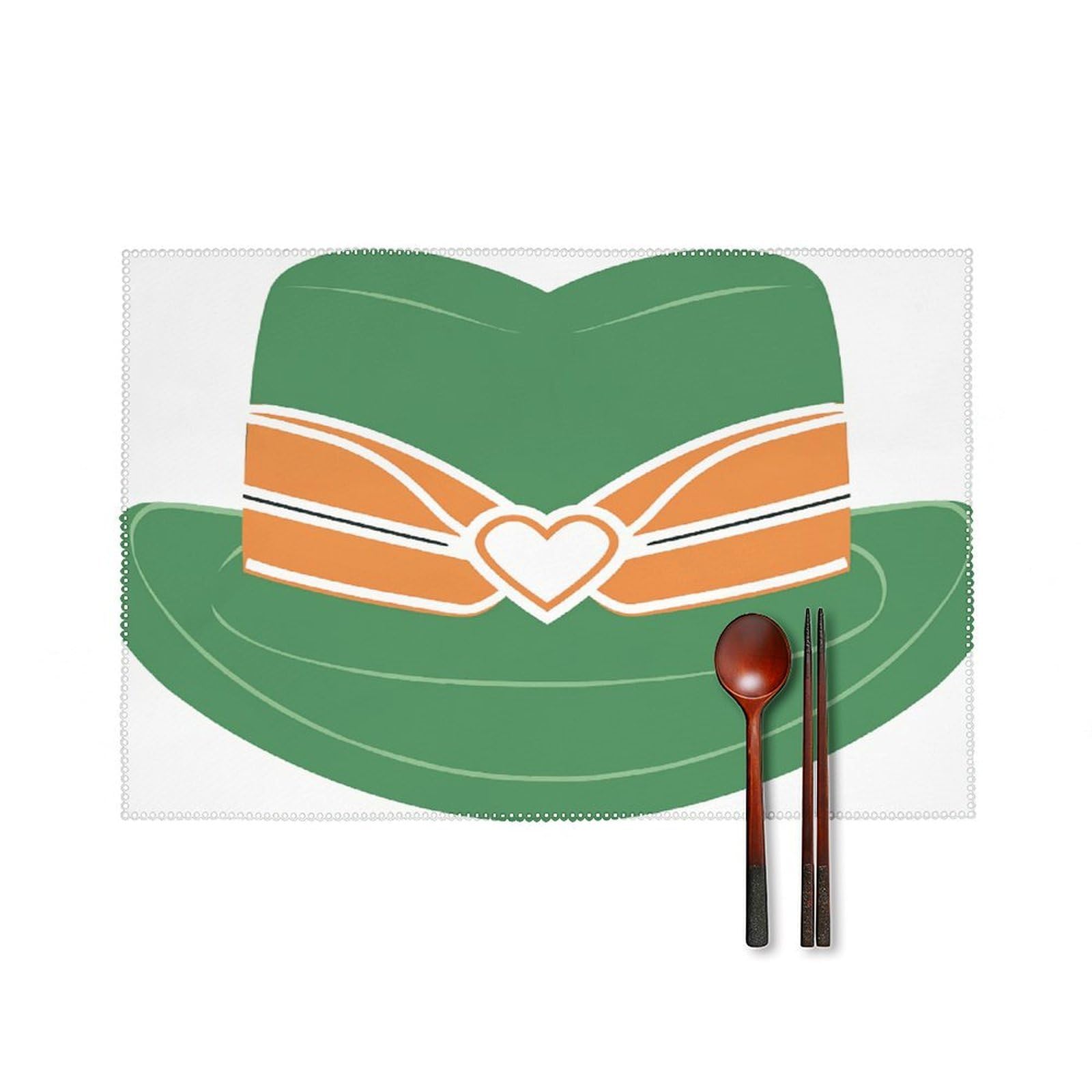 Fekiloot Style Green Cartoon Hat Placemats Set Of 6,Table Mat