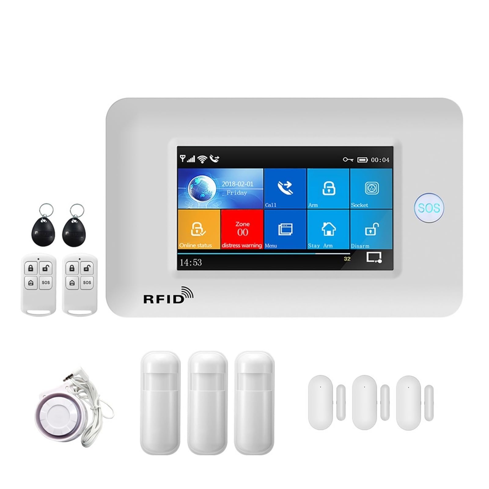 Système d'alarme connecté WiFi 3G anti-sabotage avec carte RFID pour sécurité maison