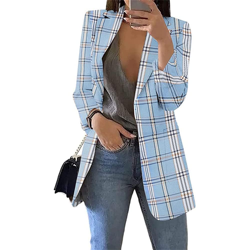 Generisch Blazer damska elegancka kurtka damska, długa kurtka biznesowa, slim kurtka, płaszcz damski, kardigan, garnitur, garnitur z nadrukiem