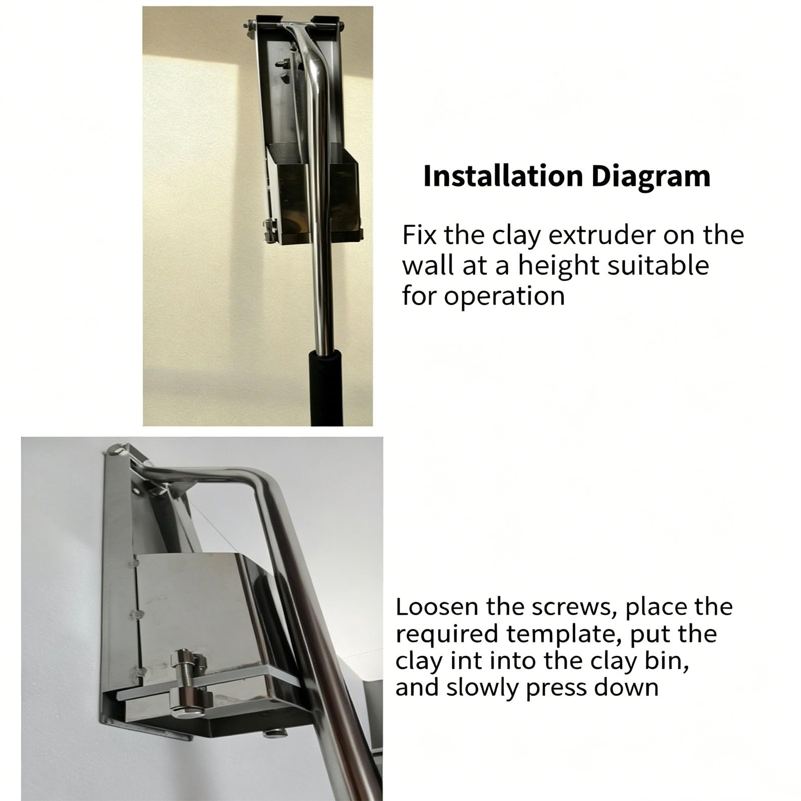 Extrusor de arcilla para colgar en la pared, acero inoxidable con 4 módulos, mango de prensa manual, fácil de limpiar para cerámica, arcilla cerámica, arcilla suave