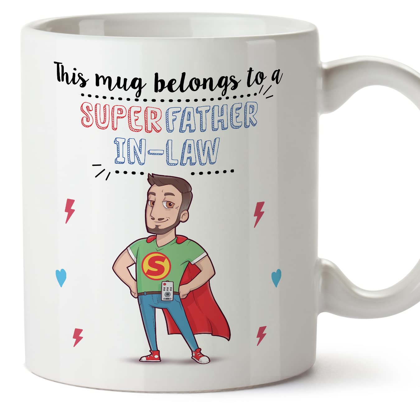 MUGFFINS Father in-Law Mug - in English - Super Family - Funny Gift - Ceramic 11oz Mug