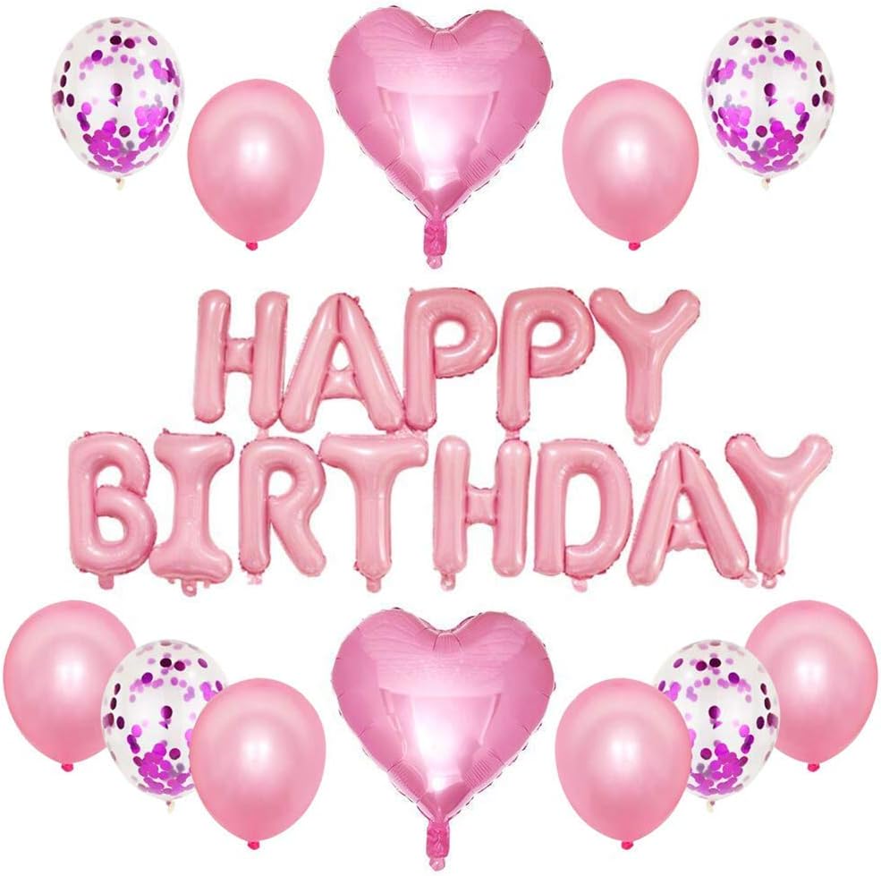Hore 風船 Happy Birthday 誕生日 飾り付け パーティー風船 セット パーティ 可愛い パーティー飾り おしゃれ デコレーション 男の子 女の子 子供 風船セット バースデー 人気 バルーン 誕生日装飾セット 29点セット ピンク Faz Co Zm