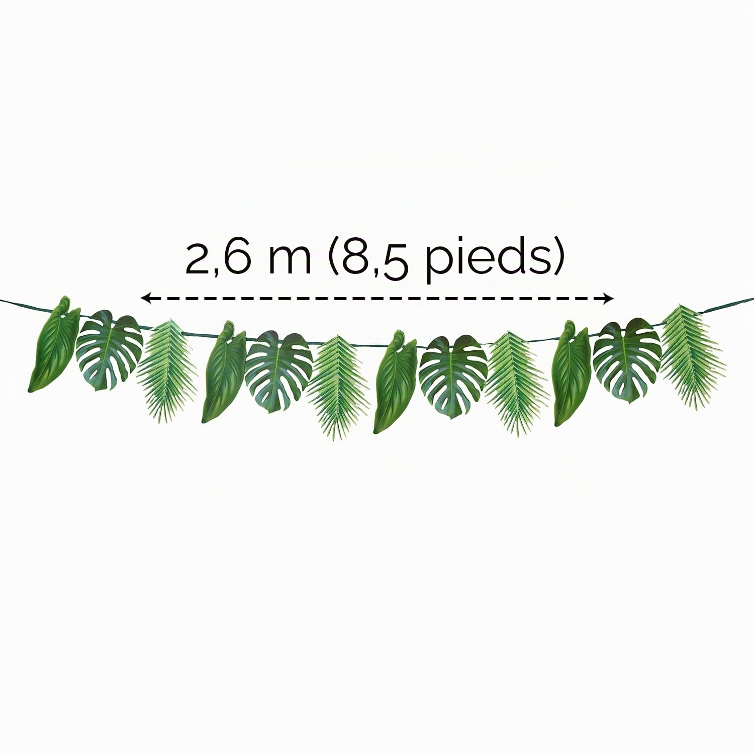 Lot De 2 Guirlandes Feuilles De Palmier Tropicales – 3 Mètres Chacune – 10 Feuilles De 13 à 30 Cm – Feltre Durable – Décoration Anniversaire, Hawaï, Jungle, Mariage