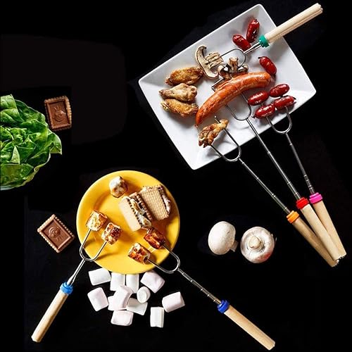 Miniatura 4 de Mluchee - Pinchos telescópicos para asar malvaviscos o salchichas en hogueras, con bolsa de transporte para campamento o patio trasero