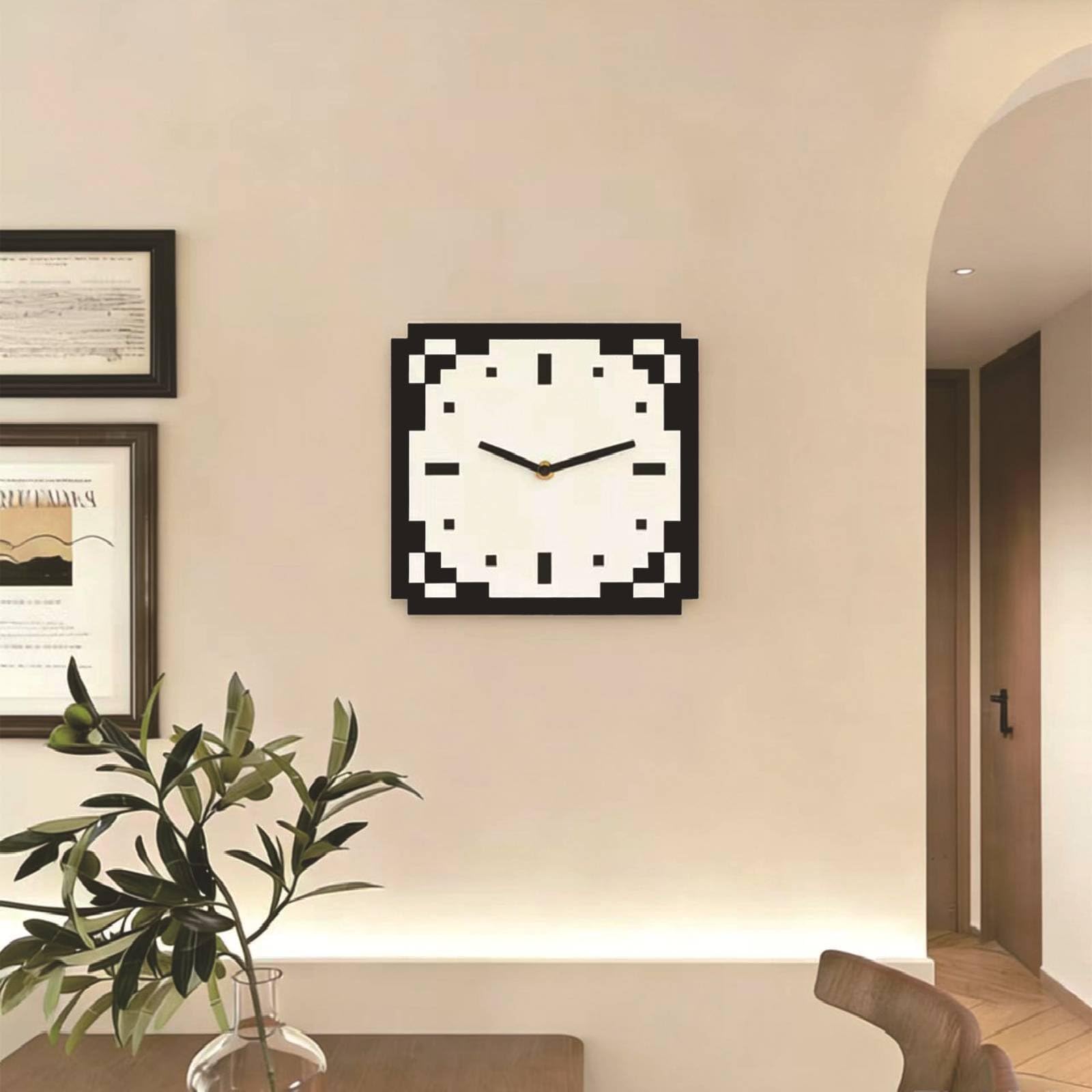 Baoblaze Reloj Pared Acrílico con Acabado y Estéa Pixelada para coración Sala Estar Dormitorio Oficina O Entretenimiento Estilo Retro y Contemporáneo