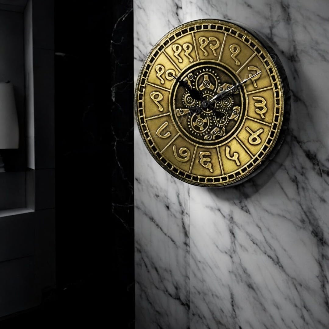 Vintage Wooden Brass Inlay Wall Clock - Handcrafted Art -15
