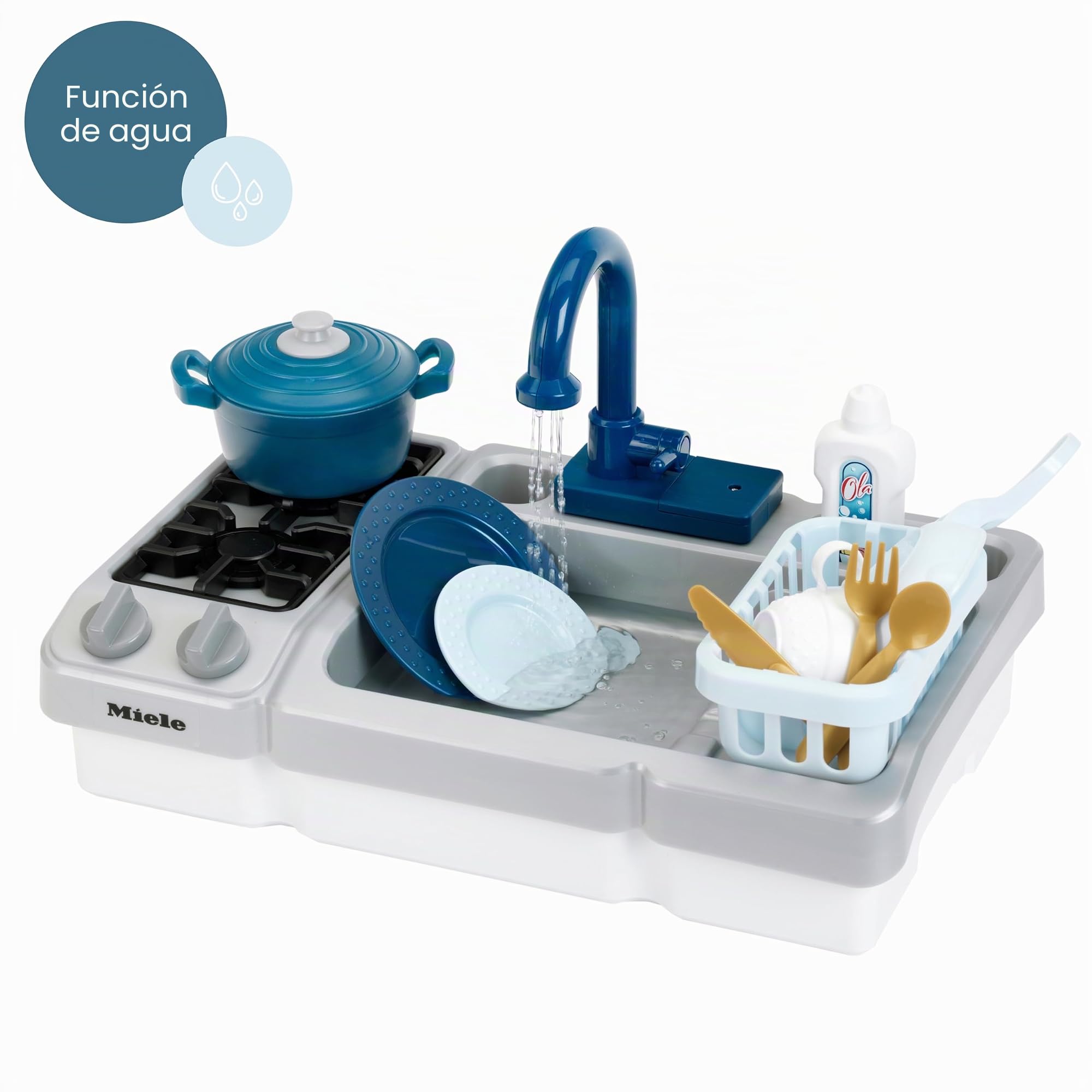 Theo Klein 7166 Miele, Fregadero con encimera, Fregadero Infantil con función de Bomba de Agua y Accesorios, Juguete para niños a Partir de 3 años