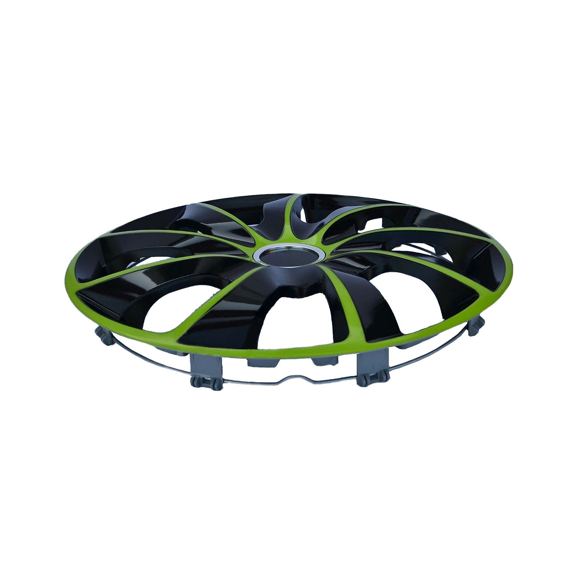 Fixation Sans Outil Enjoliveurs Extra Strong Vert/Noir Lot De 4