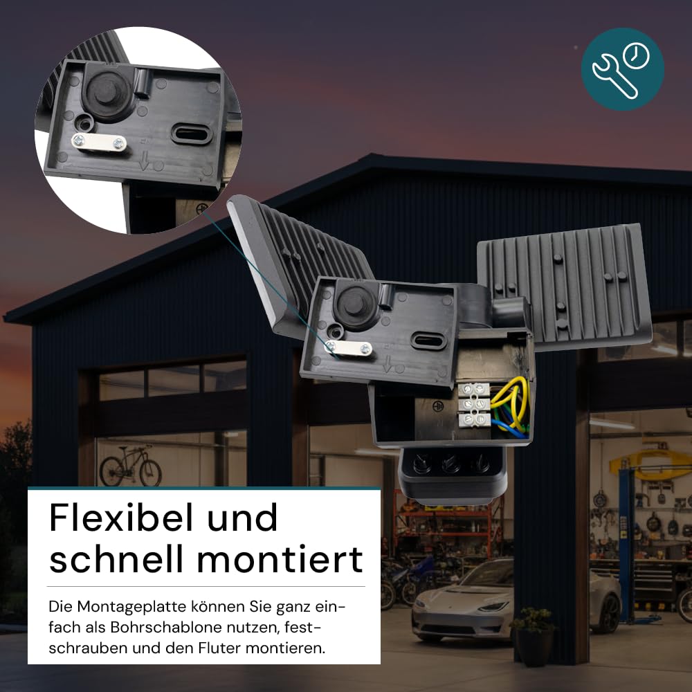 LUXULA LED Strahler mit Bewegungsmelder - 2x 15W, 3200lm - Außenstrahler drehbar, neigbar, Wand und Eckmontage - 4000K Neutralweiß - IP54 Außenleuchte Fluter Flutlichtstrahler Garten Auffahrt