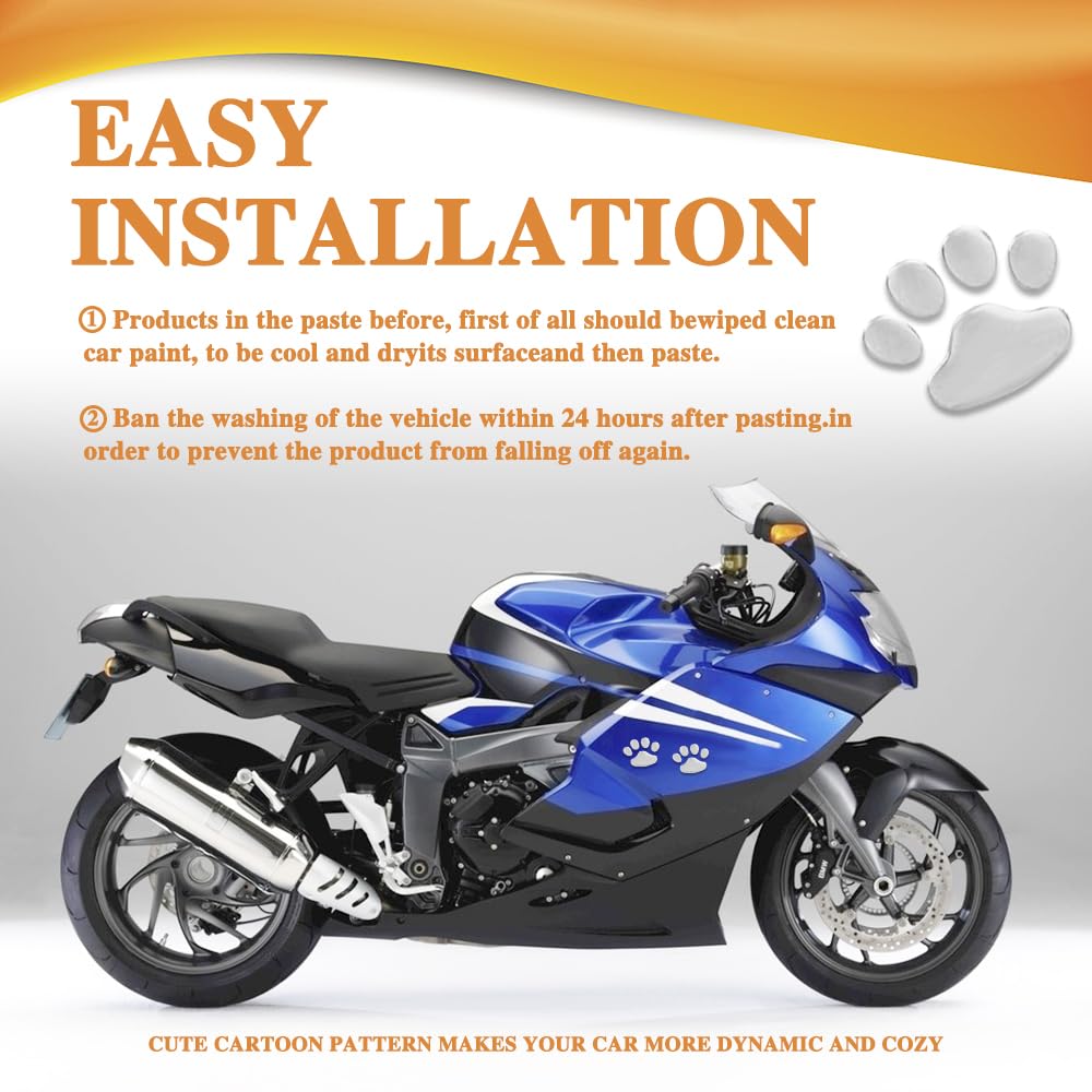 4PCS 3D Dog Paw Print Sticker PVC Car Footprint Sticker Waterproof Cute Dog Paw Print Emblem Decal Universal — view 6