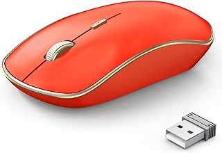 J JOYACCESS Mouse Wireless, 2.4G Slim Wireless Mouse for Laptop, Portable USB Mouse Wireless, 3200 DPI, USB Mouse for Desktop, Quiet Mouse Wireless for Notebook, Computer, PC (Orange Red)