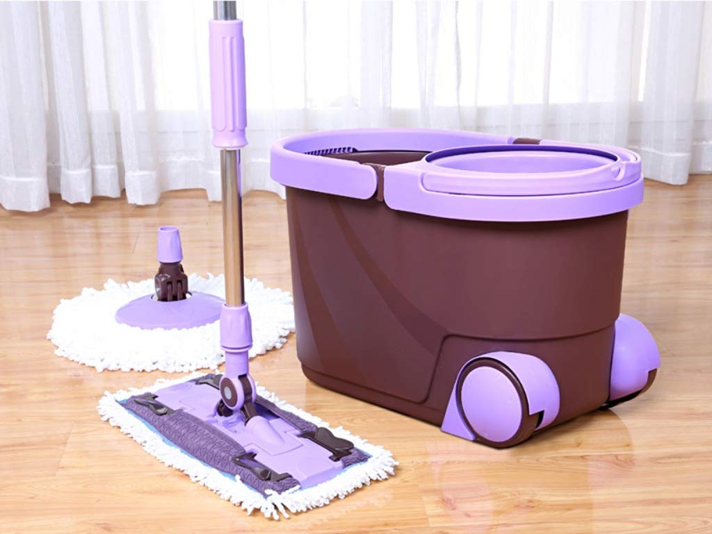 MU Fregona plana Conjunto fregona Cubo de fregona giratoria Agua Doble Drive Rotary Mopping plana automática ahogamiento