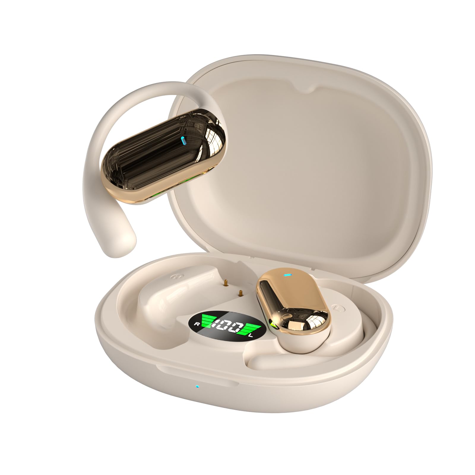 Open Ear Cuffie senza fili Bluetooth 5.4 Sport con gancio per le orecchie Air Bone Conduction Wireless Headphones Earphones Cavo Aria Suono Osso Cuffie Cuffie con Fascia per Jogging Corsa Ciclismo