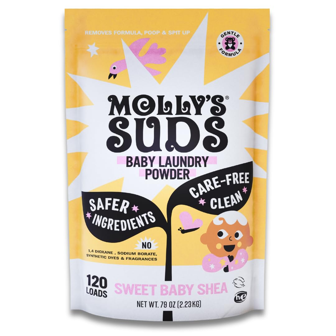 Molly's Suds Baby Laundry Detergent Powder | Removes Formula, Poop & Spit-Up Stains | Extra Gentle for Newborns (Sweet Baby Shea)