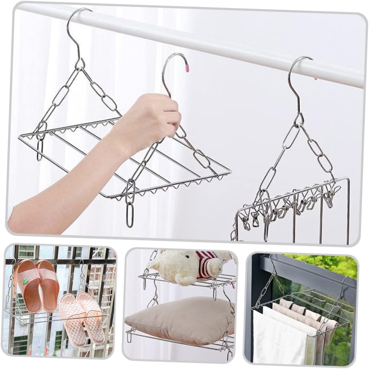 MAGICLULU Multi-Functional Shoes Drying Rack Balcony Stainless Steel Shoe Hanging Racks Drying Clothes Clothes Dryer Window Drying Outdoor Hanging Drying