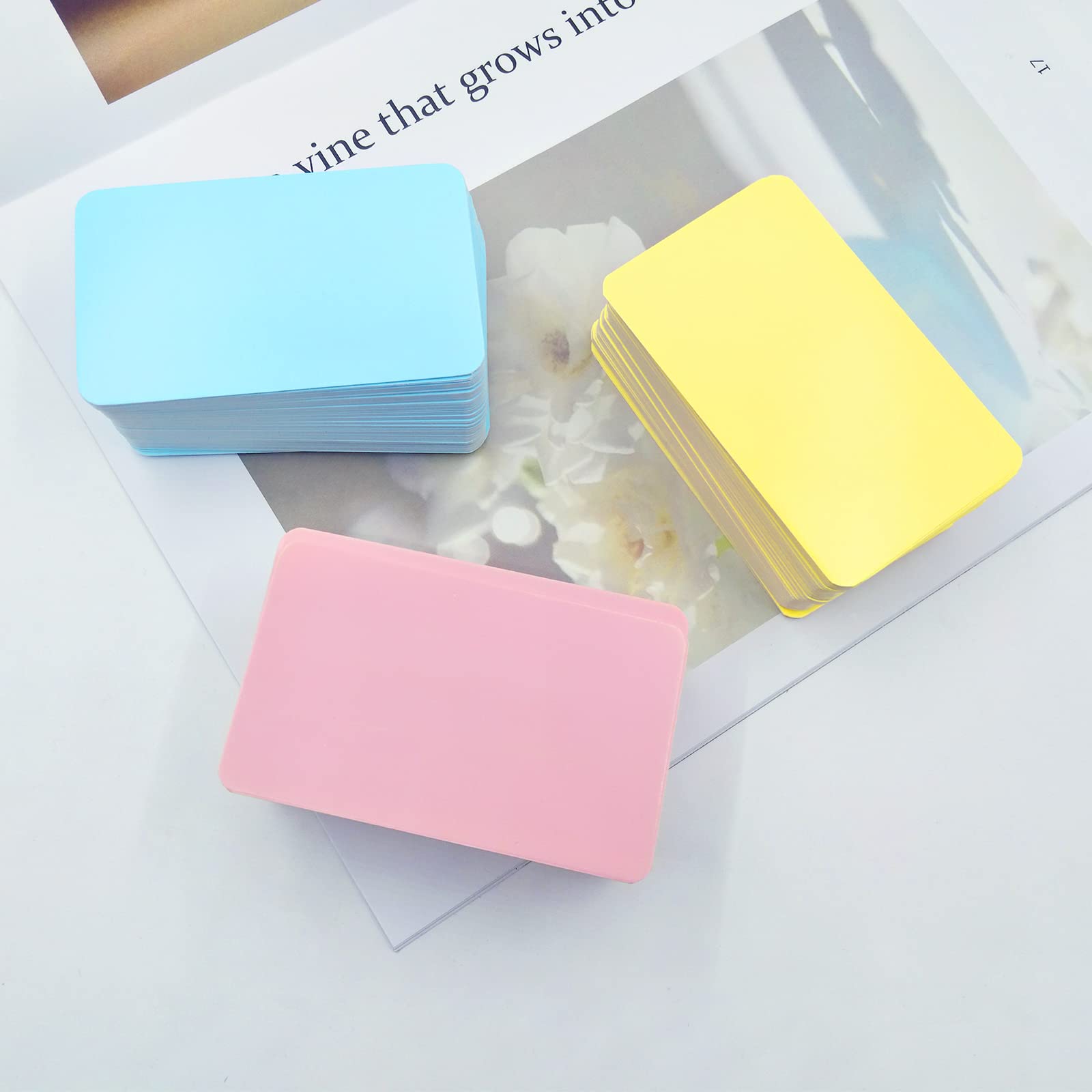 300 Cartes Vierges En Papier Beige, Bleu Clair Et Rose - Mots à Mémoire Et Bricolage Pour École, Bureau Et Cadeaux DIY