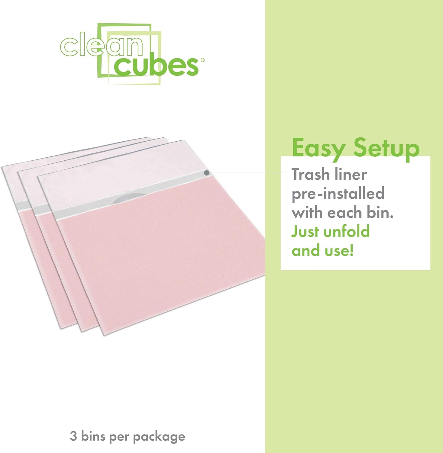 Clean Cubes 13 Gallon Disposable Pop-Up Trash Cans (3-Pack) with Fitted Bags – Foldable Garbage & Recycling Bins for Parties, Events & Kitchen (Pink, 17" H x 13.5" W x 10" D)