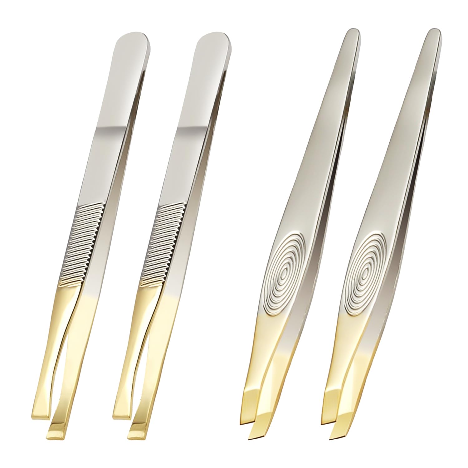 2 Pieces Golden Tweezer Tools, Professional Tweezers Set, Pointed Tweezers, Eyebrow Tweezers, Stainless Steel Tweezers, Blackhead Remover Tweezers, Multifunctional Tweezers