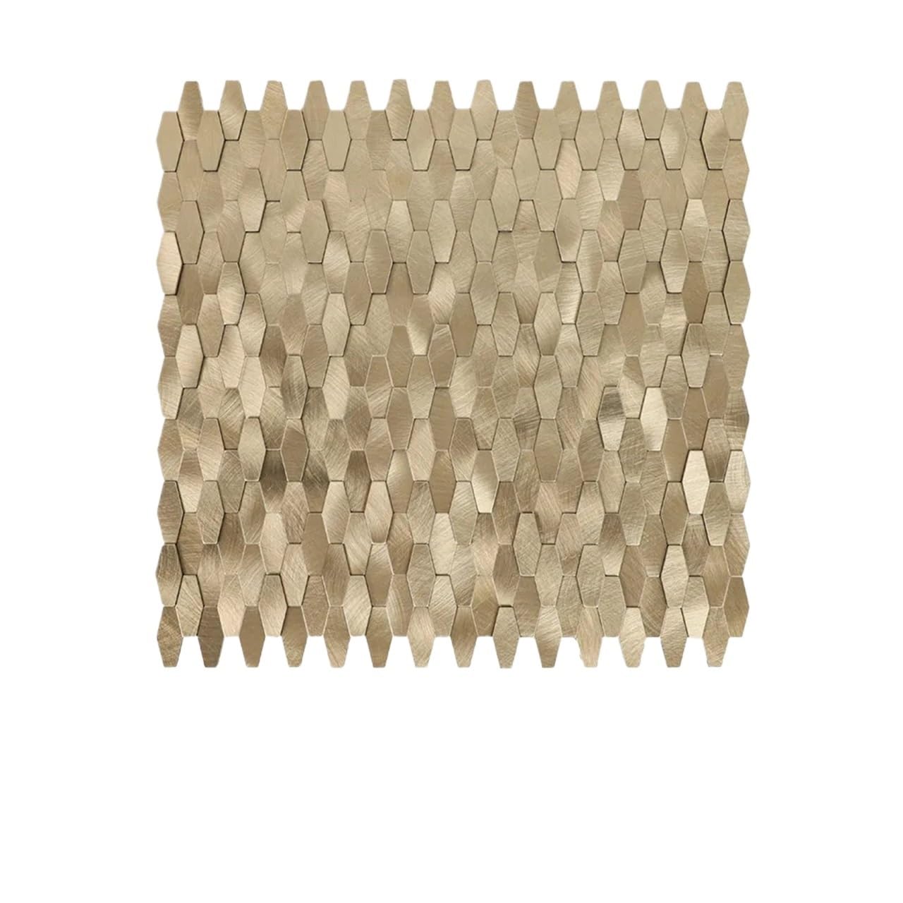 Metal splashback 3D Diamond Self-Adhesive Mosaic Wall Stickers, Aluminum Composite Panel Background Tiles for Living Room and Bar Counter(Gold)