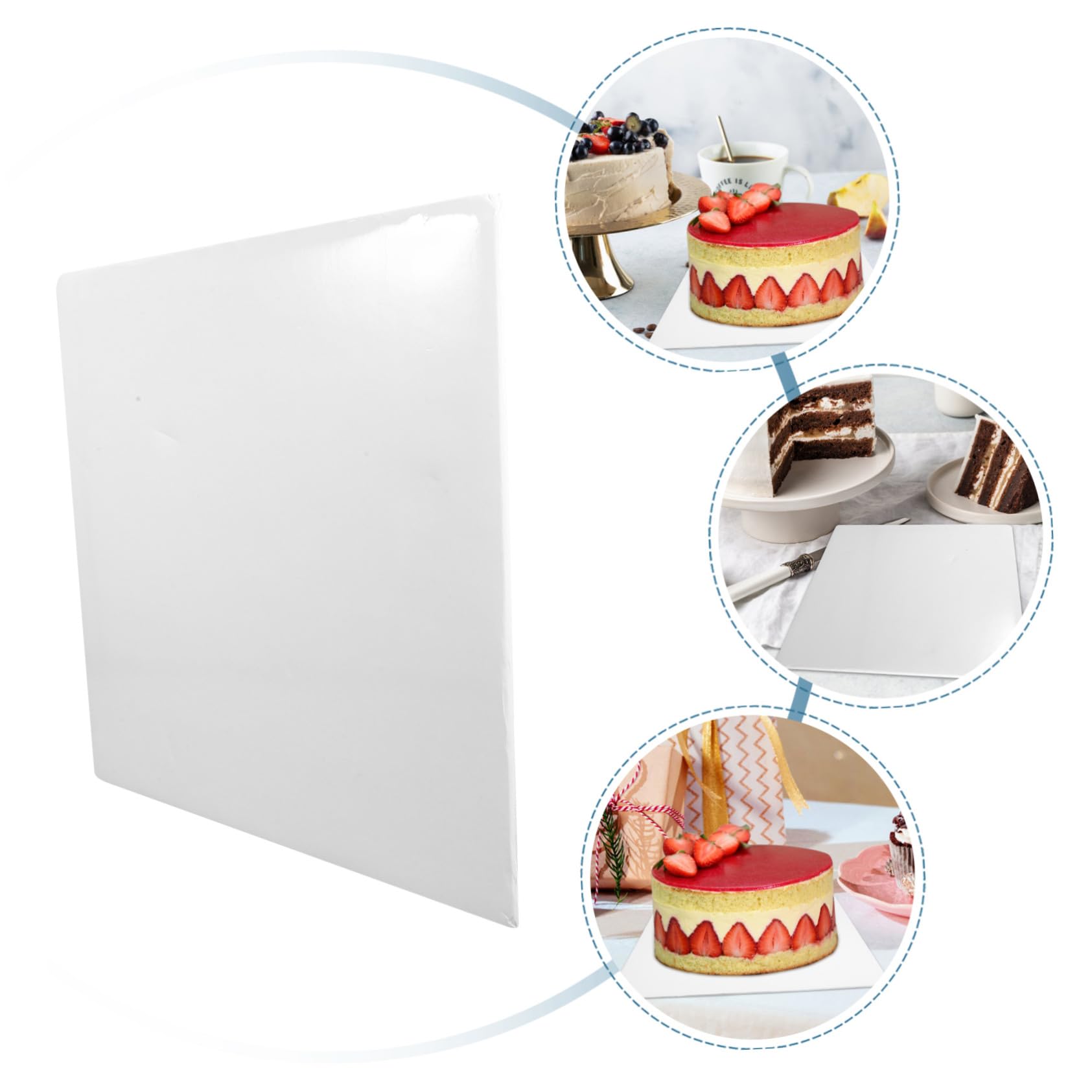 VALICLUD Quadratische Kuchenplatte aus Papier, Weiß, 10 Stück, mit Rand