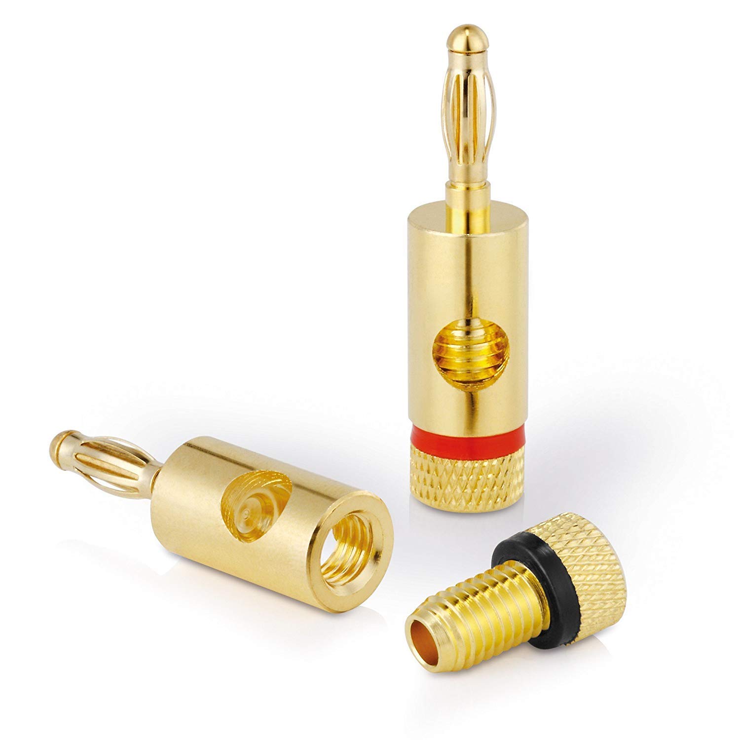 Set Di 24 Connettori A Banana Placcati Oro 24kt – Per Cavi Altoparlanti Fino A 6mm² (12 Rosso, 12 Nero) - 3
