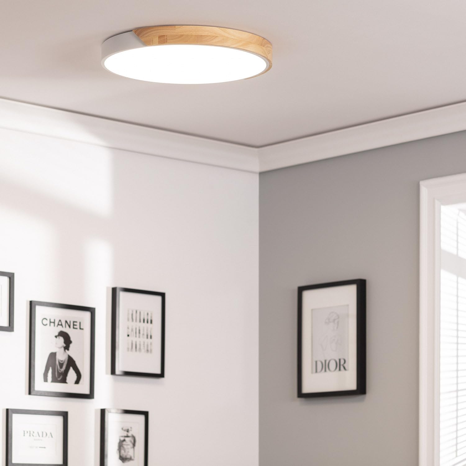 LEDKIA Plafón LED 36W Circular Madera y Aluminio Ø500 mm CCT Seleccionable | Ideal para Cocina, Comedor, Habitación