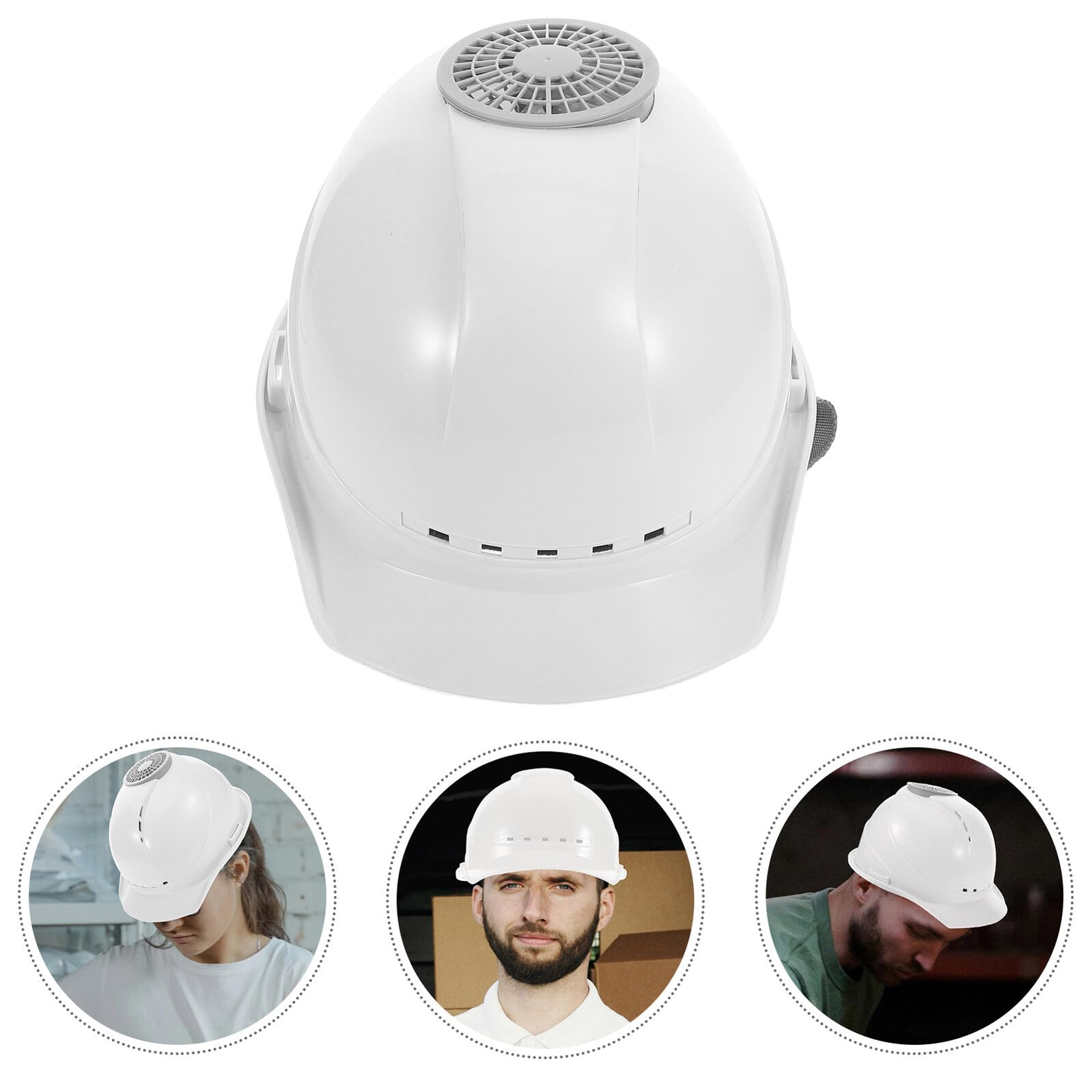 Casco Design Multifunzionale V-shaped Ventilatore USB Integrato di Sicurezza Bianco Protezione e Raffreddamento Estivo Garantiti per Festa Estiva e Lavori Esterni