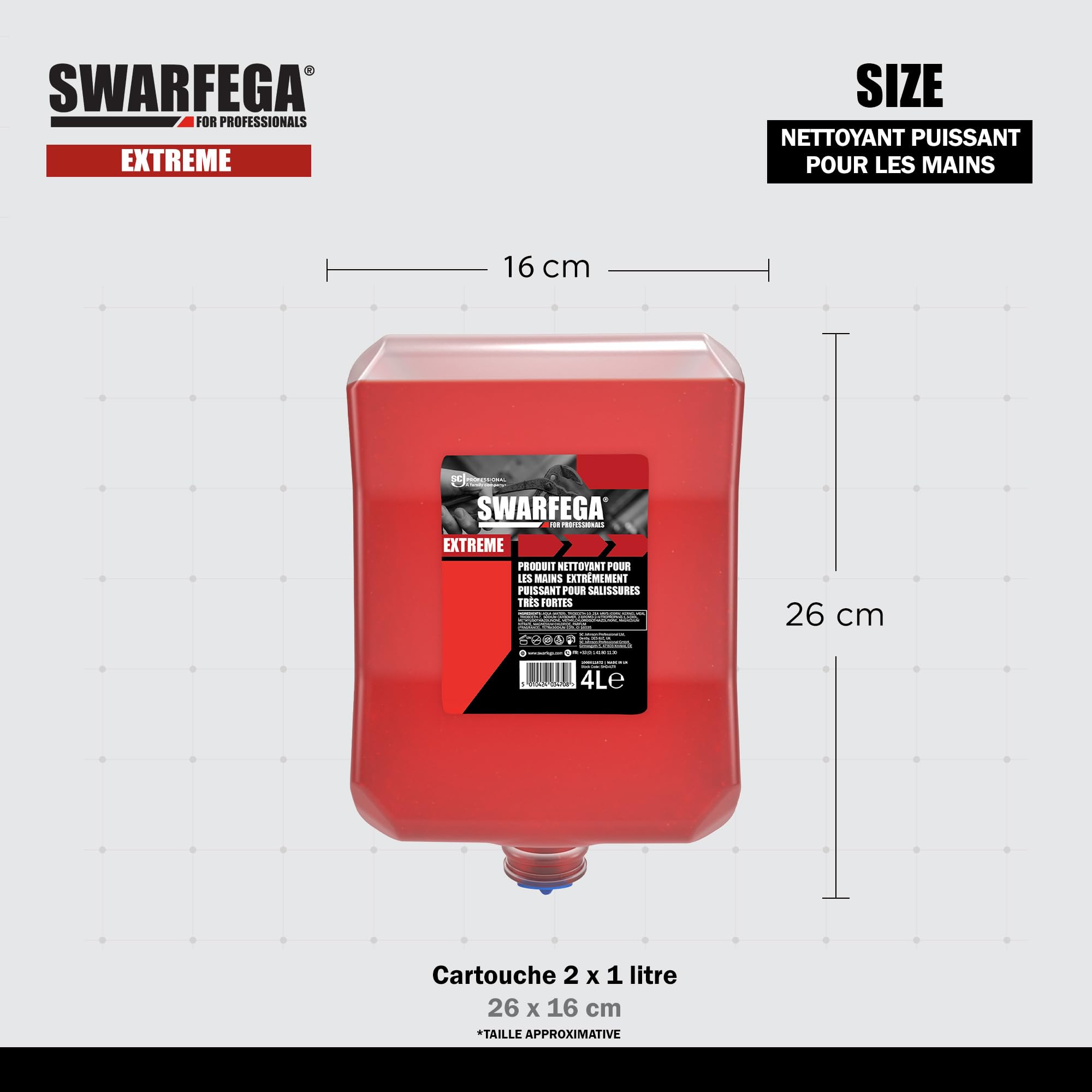 Swarfega Extreme – Nettoyant Mains Industriel – sans solvant – Recharge 4 L – Salissures très incrustées – Usage Professionnel