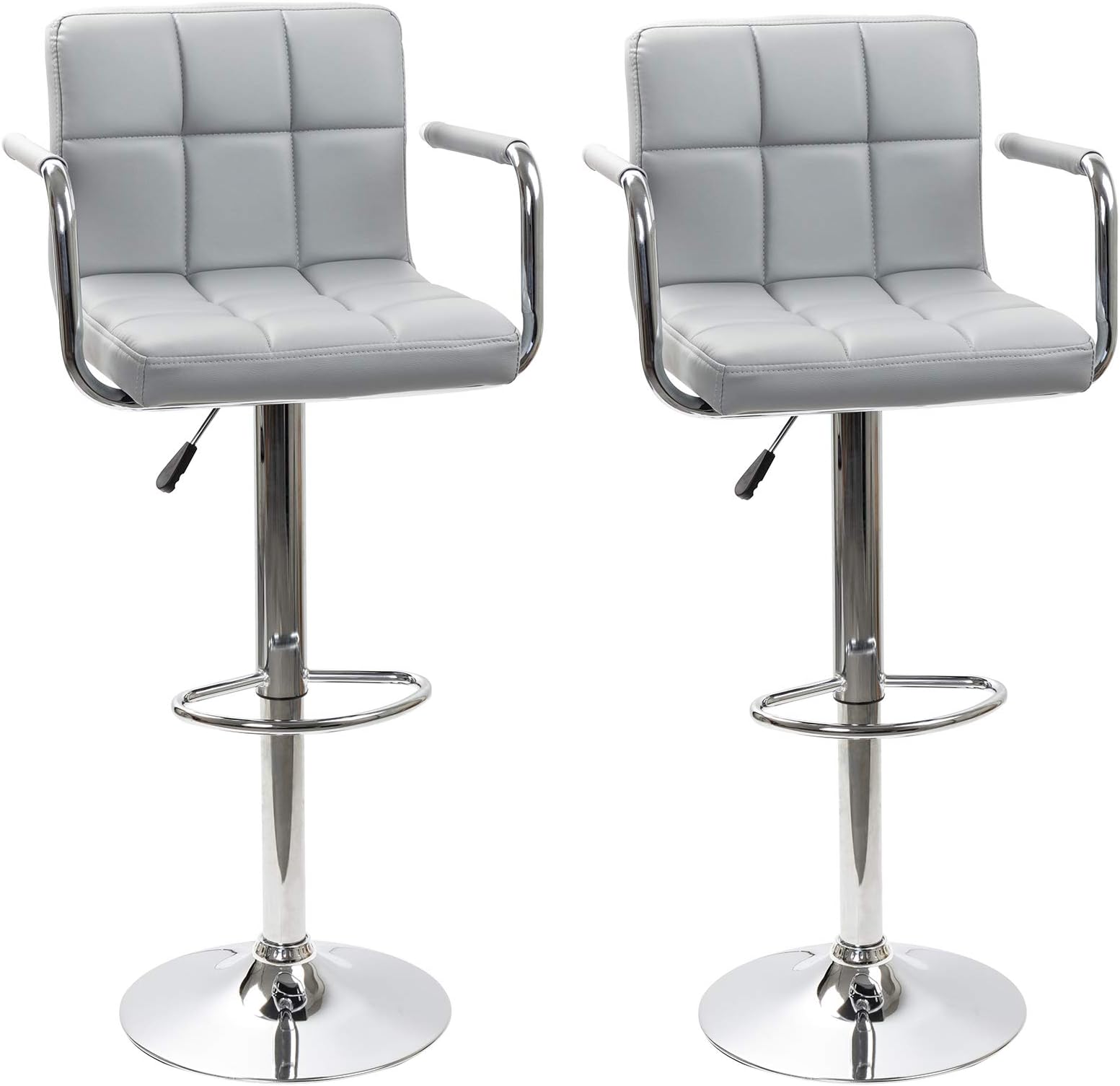 Dawoo Faux Leather Bar Stools Set Of 2,Kitchen Stool For a Breakfast Bar Ideal For Our New Kitchen(2pcs, Grey)