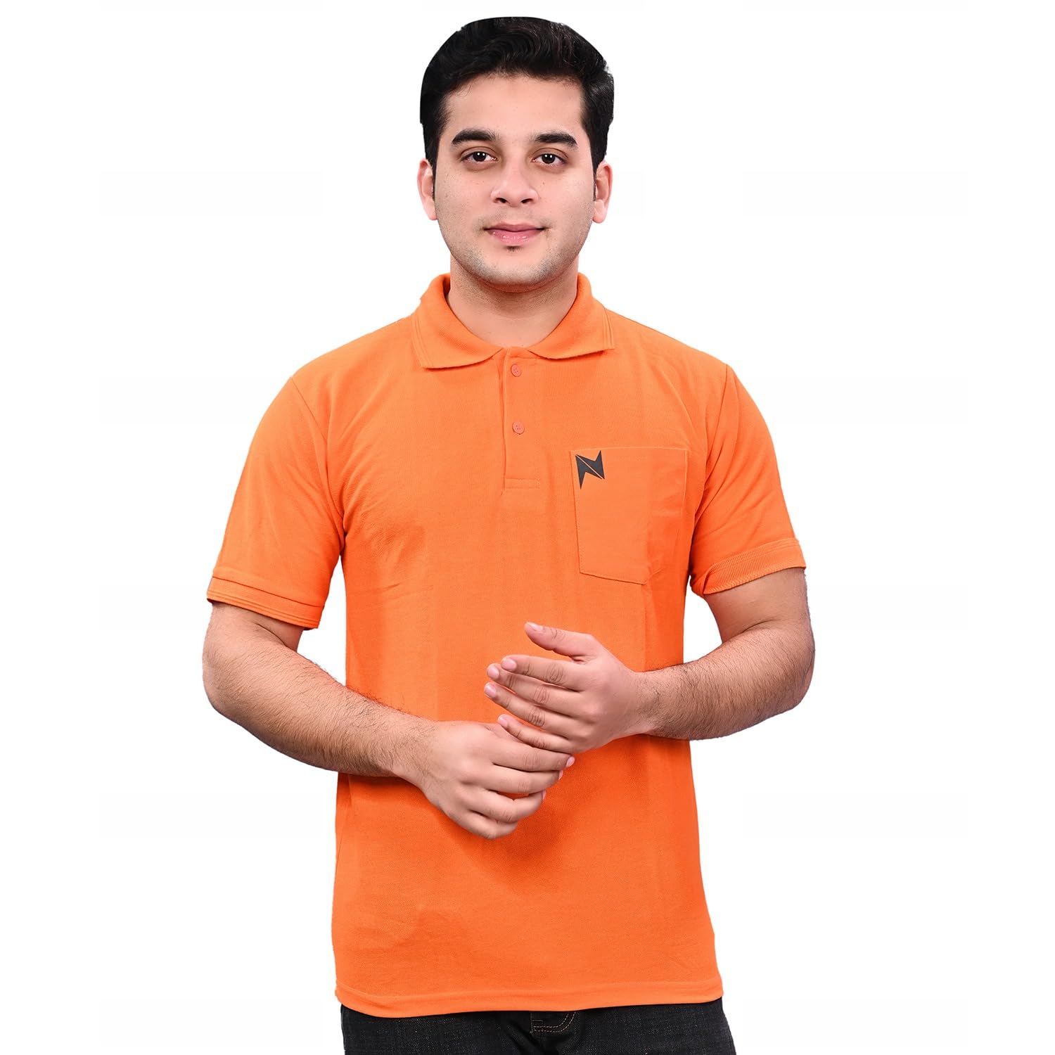 neocardin Men Orange Solid Polo Collar T-Shirt Half Sleeves | with Chest Pocket | Plain-Regular Fit.-picture-53