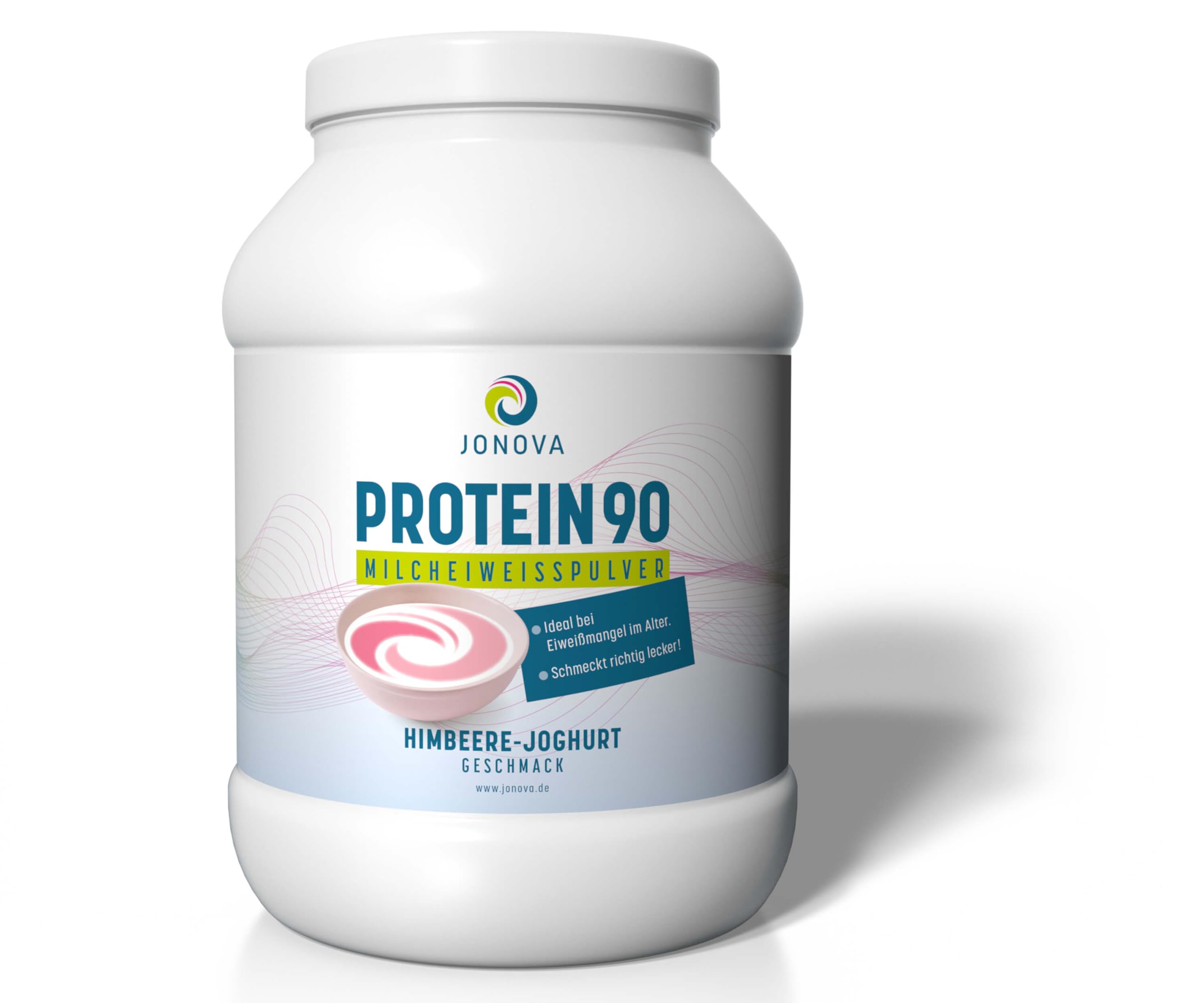 JONOVA Protein 90, Geschmack Himbeer Joghurt, 750 g – Eiweißpulver mit langsamer Verstoffwechselung zur Unterstützung von Regeneration & Wundheilung