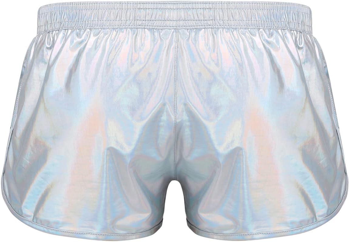 Men's Shiny Metallic Boxer Briefs Trunks Underwear Rave Dance Booty Shorts Clubwear