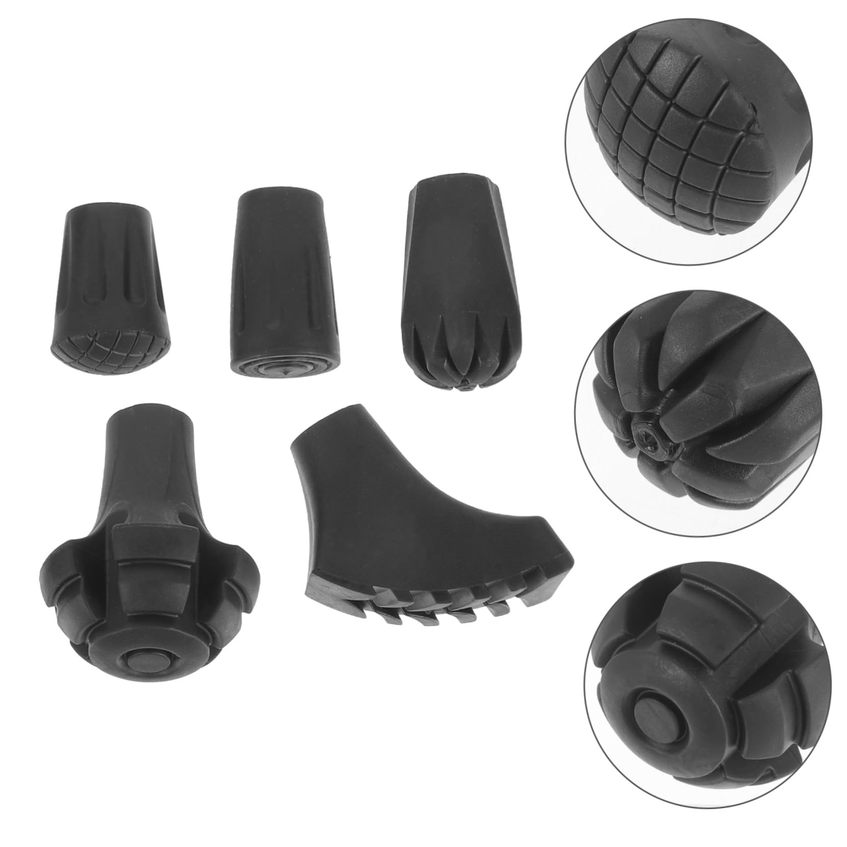 BESPORTBLE Trekkingstockpolster Krücken Zubehör Spitzen Für Wanderstöcke Krückenzubehör Polster Zusammenklappbarer Spazierstock Tipps Zum Austausch Von Wanderstöcken Gummi Black 5st