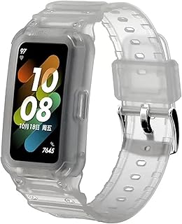 سوار ساعة هواوي 7 متوافق مع ساعة هواوي 7/ مجموعة الاساور البديلة من السيليكون من قطعتين (شفاف)، للجنسين - للبالغين