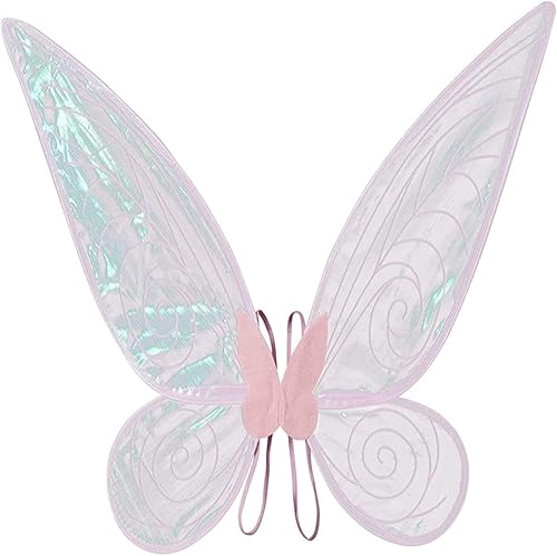 LWXQWDS Alas de hadas para niñas, disfraz de Halloween para niñas, alas de ángel brillantes, mariposa, hada, princesa, disfraz de fiesta (rosa)