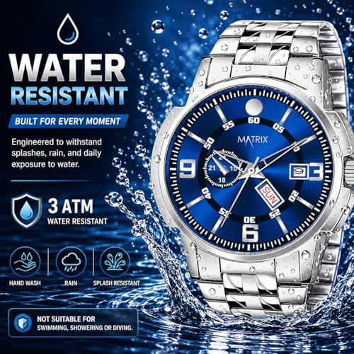 Matrix Blue Dial Stainless Steel Strap Watch - Image 7