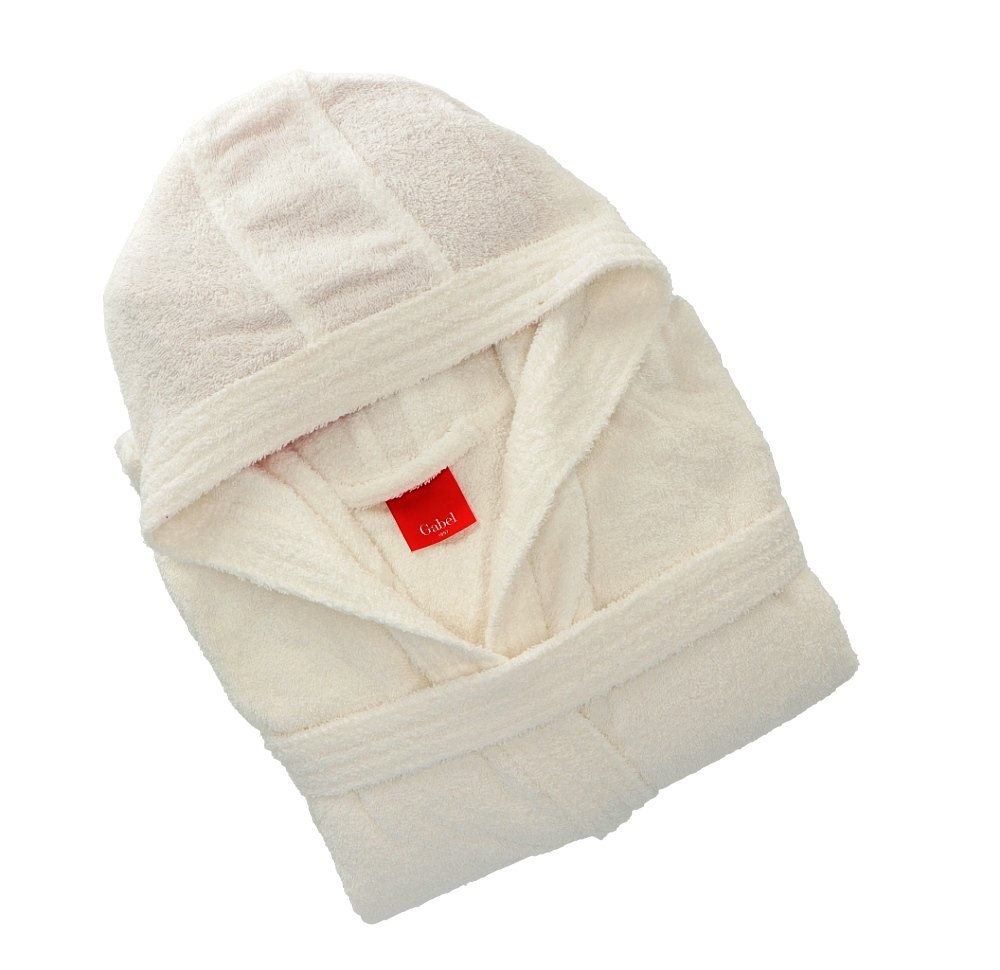 Gabel - Accappatoio adulto unisex in spugna di puro cotone idrofilo, tinta unita, peso spugna 380 gr/​mq, ampie tasche, cintura e pratico cappuccio, anche come vestaglia.